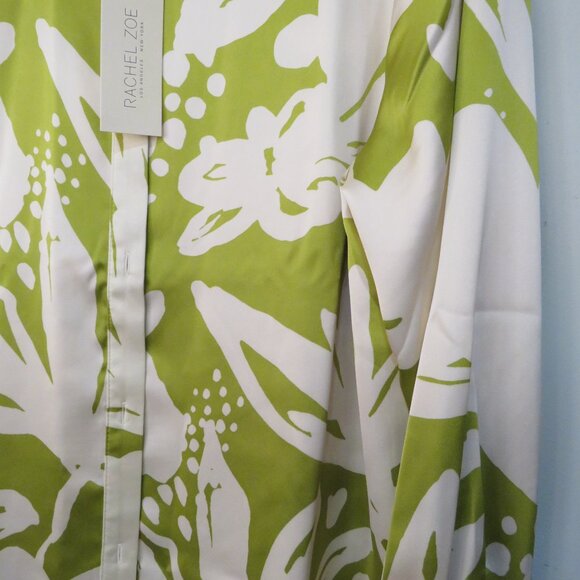 Rachel Zoe Lime and White Floral Button Down Shirt - Picture 5 of 7